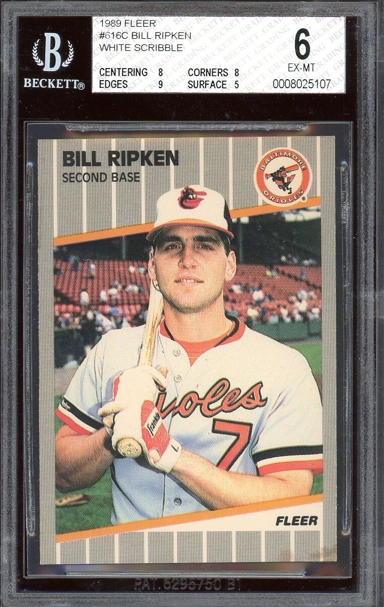 1989 Fleer Baseball #616 Billy Ripken FF White Scribble