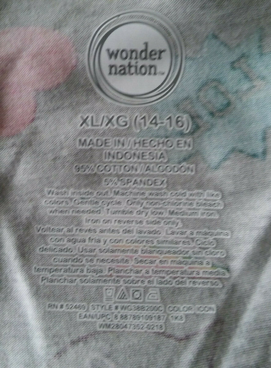 WONDER NATION Girls Unicorn Rainbow Print Leggings Cotton/Spandex XL 14-16 NEW!