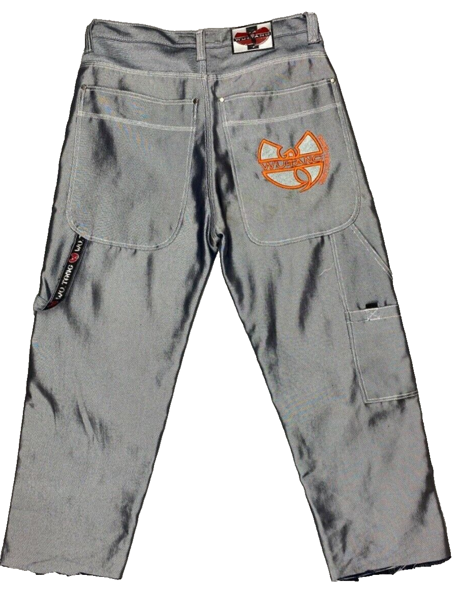 WU WEAR jeans, shiny gray silver metallic vintage hip hop WU WEAR jeans, shiny gray silver metallic vintage hip hop