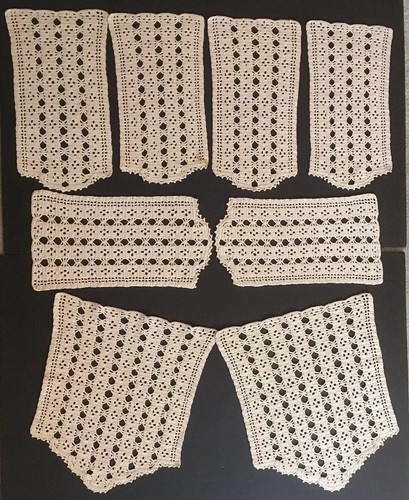 Antique Handmade Lace 8 Piece Table Place Mats In Light Brown Table Doilies