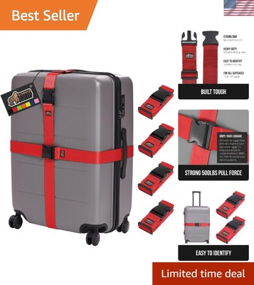 Versatile Adjustable Luggage Straps - Holds Up to 500 lbs Pull Force, 4-Pack