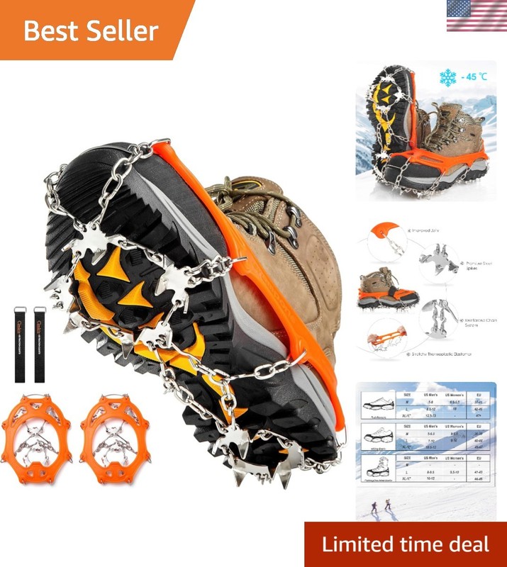 Durable 19-Spike Crampons for Safe Hiking, Climbing and Ice Fishing