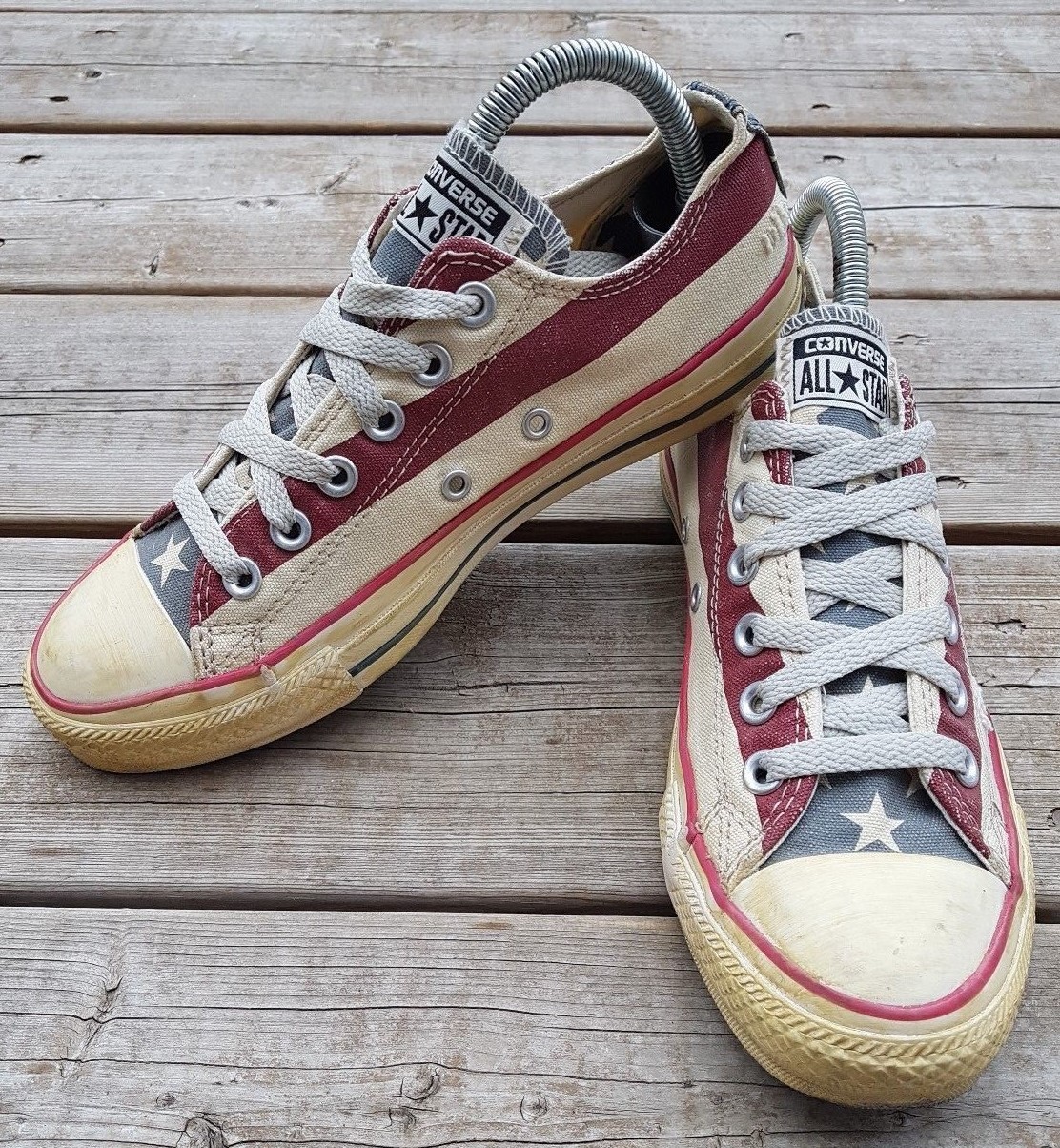 90s CONVERSE ALL STAR LOW USA製 IRREGULAR CONVERSE CT All Star RUMMAGE Americana Ox GRUNGE Flag Shoes