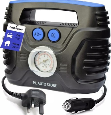 P.I. Auto Store - Tyre Pump - 240v Car Tyre Inflator Mains OR 12V DC Tyre Dual