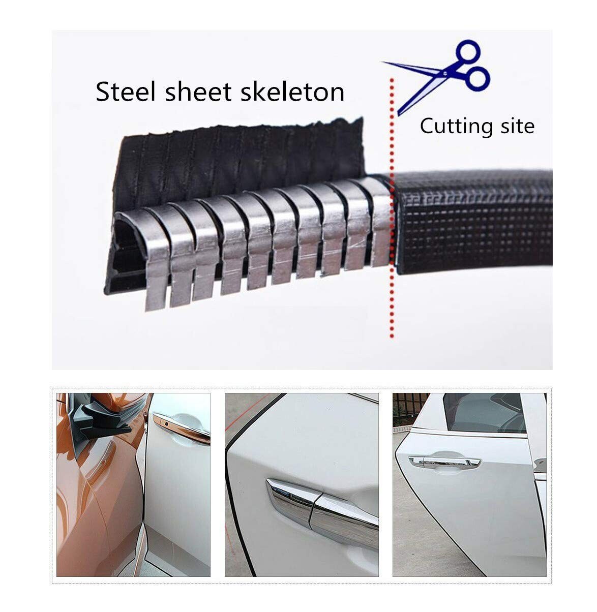 16FT Car Door Edge Guard Moulding Trim Rubber Edge Strip Seal Protector Black