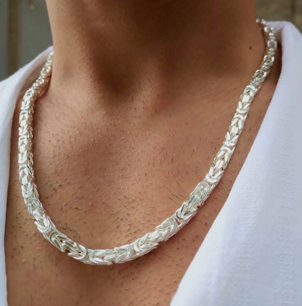 Pre-owned Handmade 6mm Mens Silver Byzantine Necklace Rope Chain 925 Sterling Silver 106gr 24"