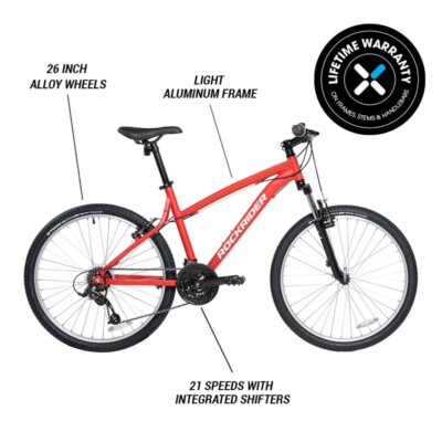 decathlon rockrider st50 21 speed aluminum mountain bike 26 unisex red med 386300128583