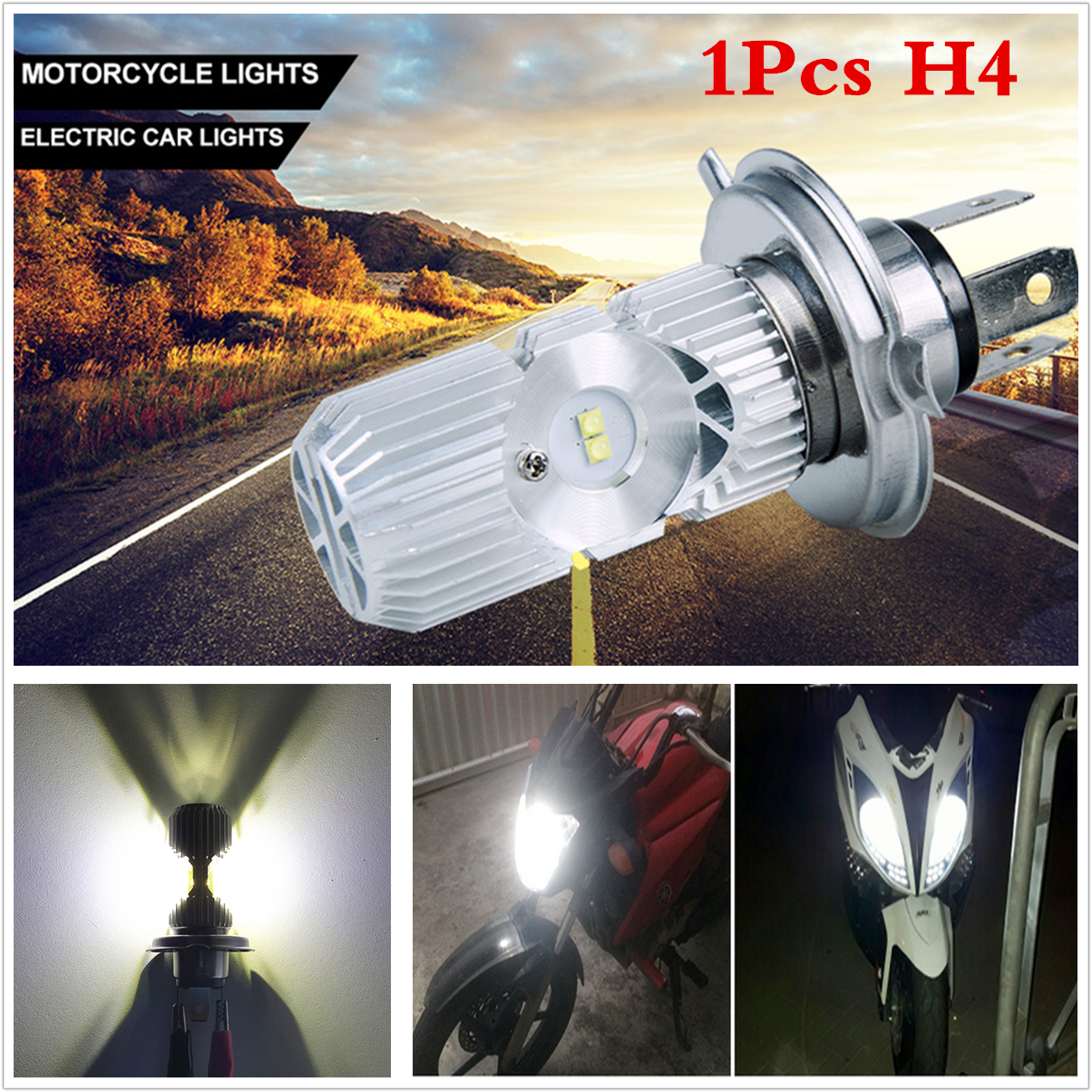 Led H4 Hi Lo Light Bulb Headlight Lamp 1400lm 6000k 20w