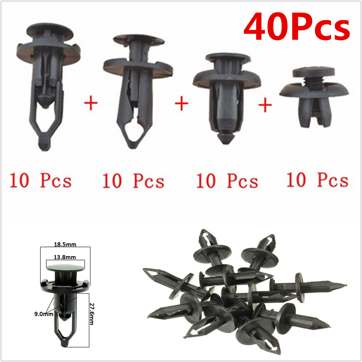 40pcs Car Push Retainer Pin Body Bumper Rivet Trim Moulding Clip Auto