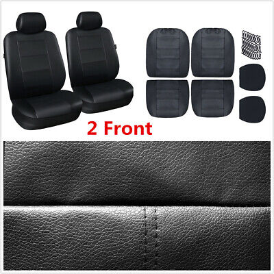 PU Leather Car SUV Seat Covers Black Front 2Pcs Full Set Seat Protection Cover