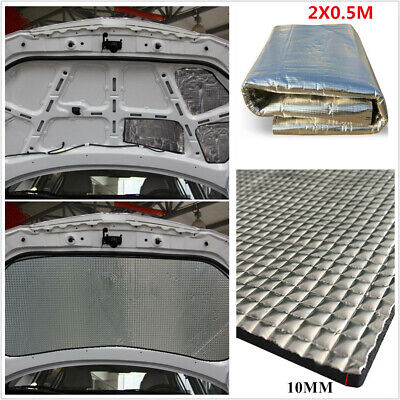 2X0.5M Car Engine Hood Heat Insulation Cotton Firewall Door Soundproof Mat 10mm