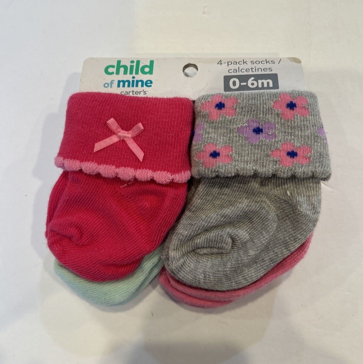 Child Of Mine Carters Baby Girl size 0-6 Months 6 Pack Crew Socks