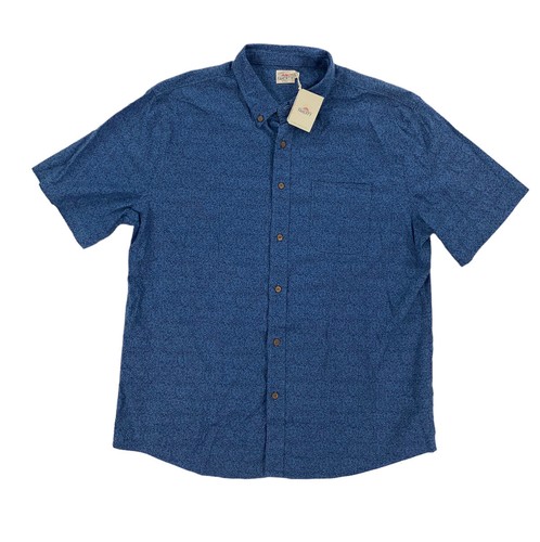 

НОВАЯ мужская рубашка Faherty с коротким рукавом Breeze Button Blue Frond Blues Print Размер, Синий