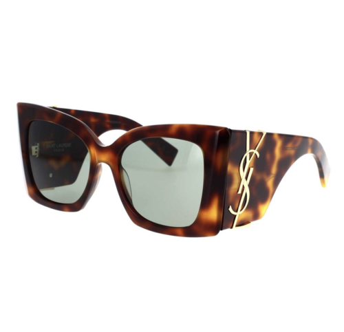 Pre-owned Saint Laurent Yves  Sl-m119f-blaze-002-53 Havana Sunglasses