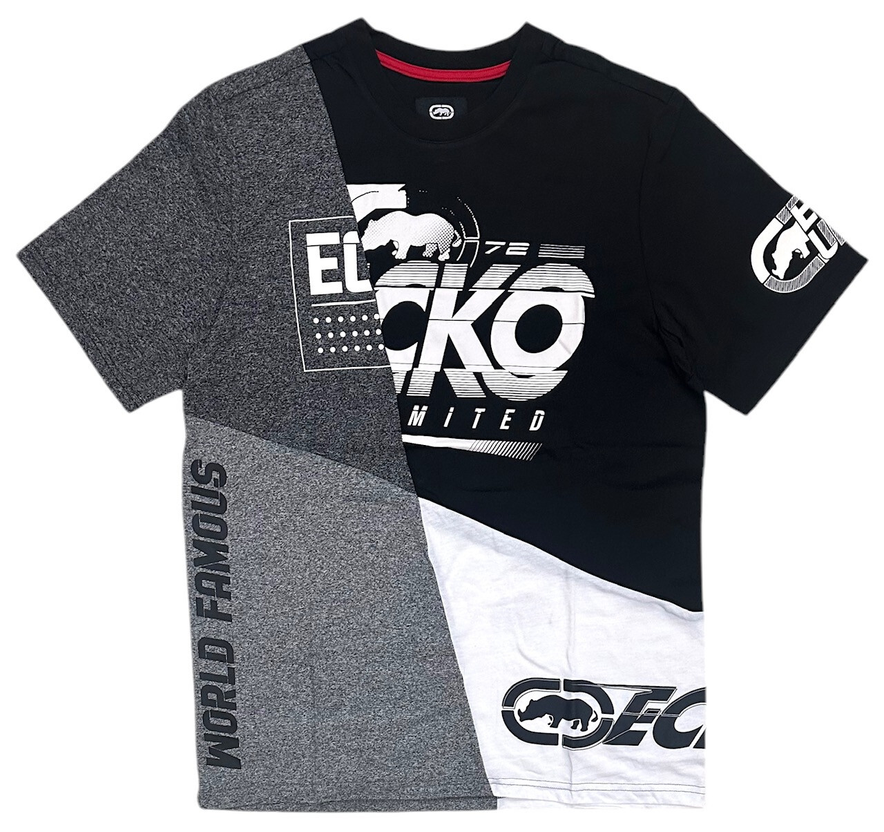 Ecko Unltd Men's T-Shirt Puff Print Colorblock Black/Heather