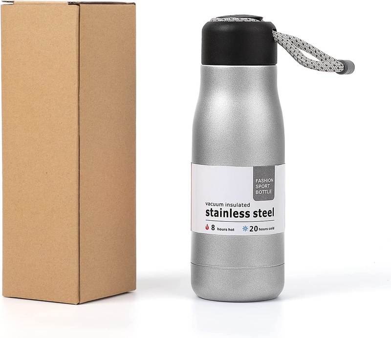 , Water Bottle With Strap Lid, Insulated Stainless Ste
