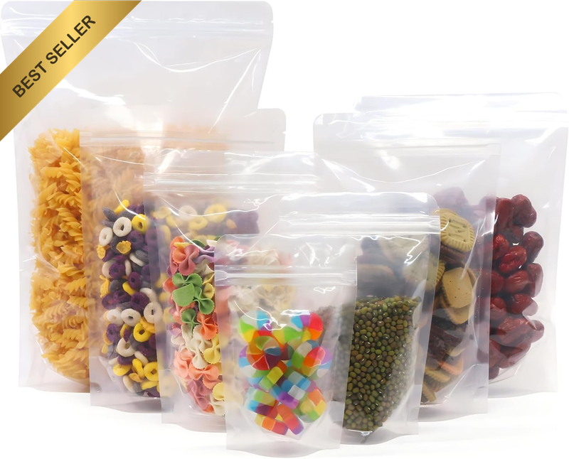 Clear Zipper Resealable Stand up Pouches/Snack Packing Bags for Food Snack Tea a