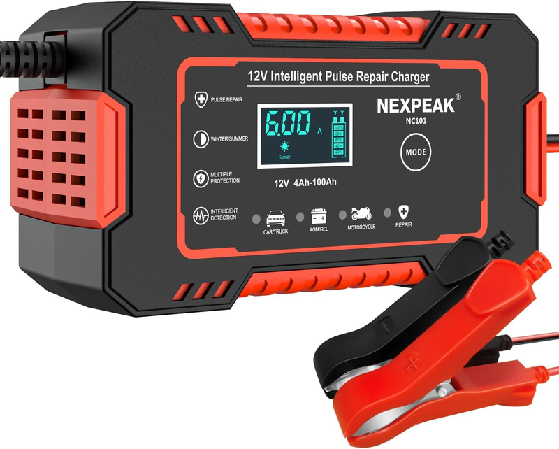 NC101 Car Battery Charger, 12V 6A Smart Battery Trickle Charger Automotive Batte