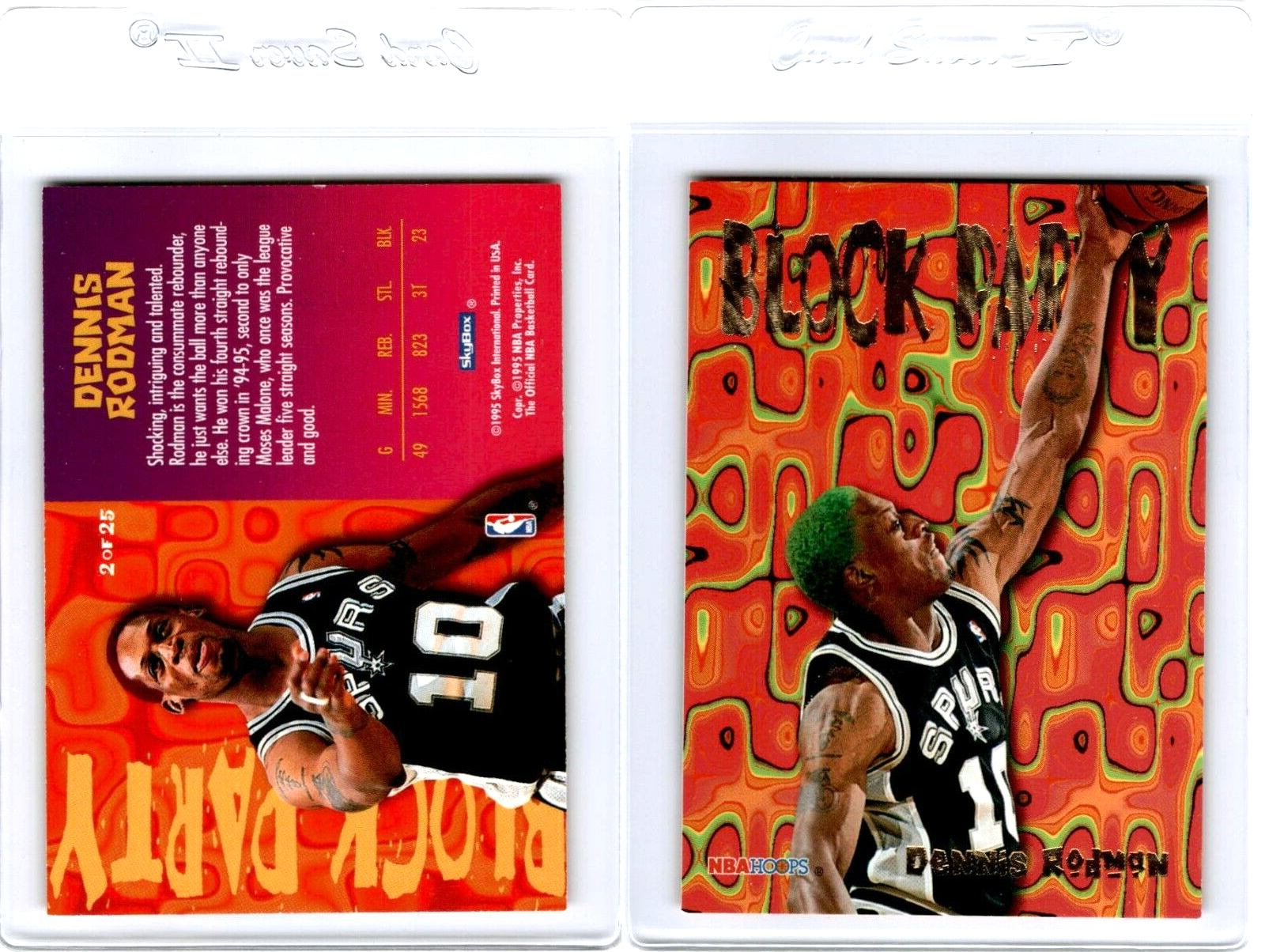 1995-96 SkyBox NBA Hoops Block Party #2 Dennis Rodman HOF 2424 | eBay