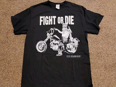 The Walking Dead Shirt Mens Sz L FIGHT OR DIE Dixon Motorcycle Black AMC 2015