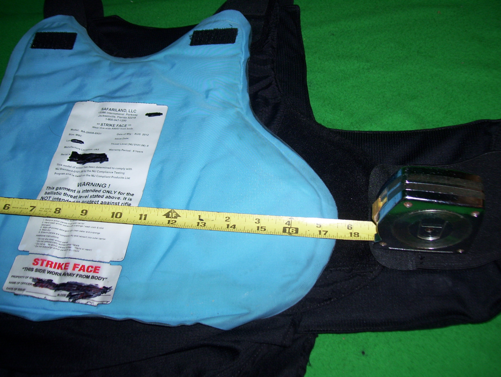 Safriland Body Armor Level II Bullet Proof Vest  Medium 2012 #G97 FREE 5X8 PLATE