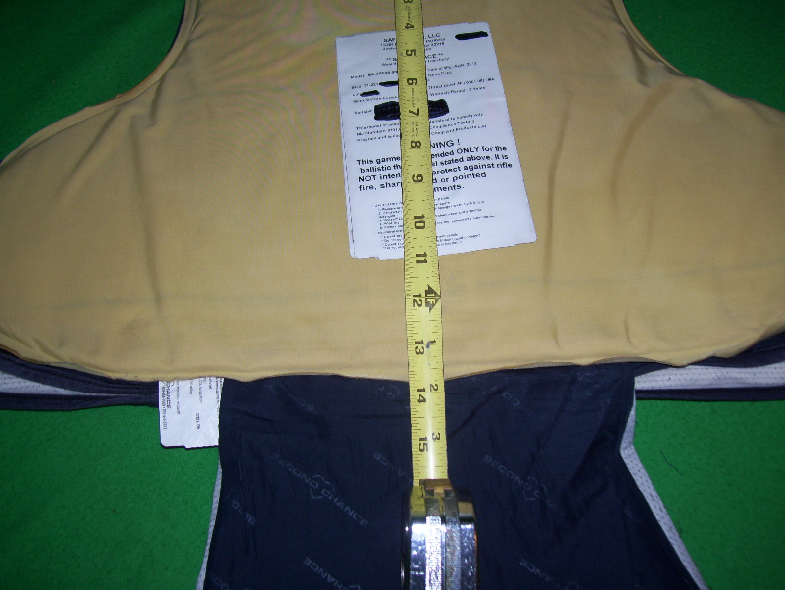 Safriland Body Armor Bullet Proof Vest Level IIIA-XLarg VG.Cond 2012 + 5X8 G85