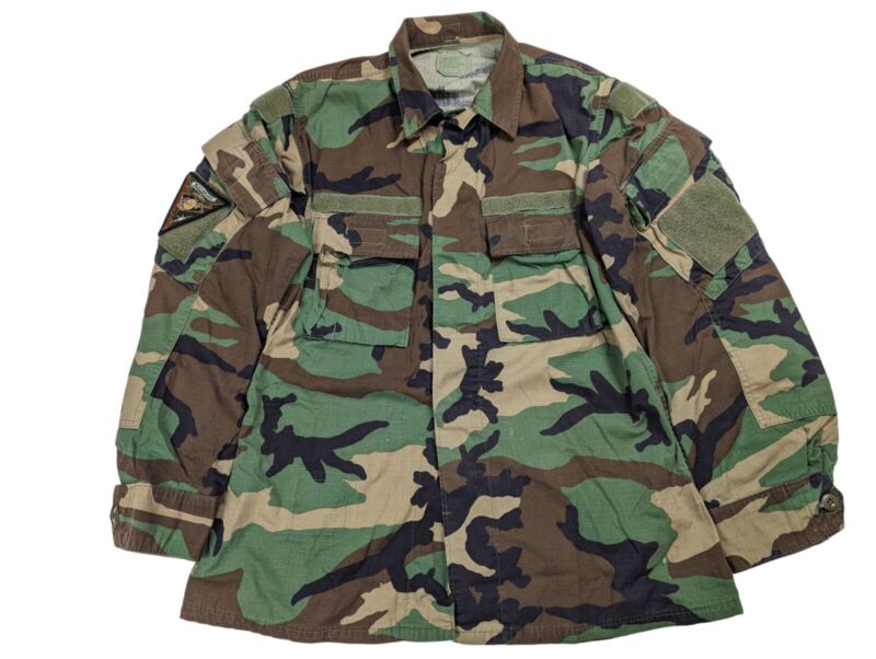 US Army BDU Combat Shirt Hot Weather Coat Medium Regular Woodland Camo Ripstop