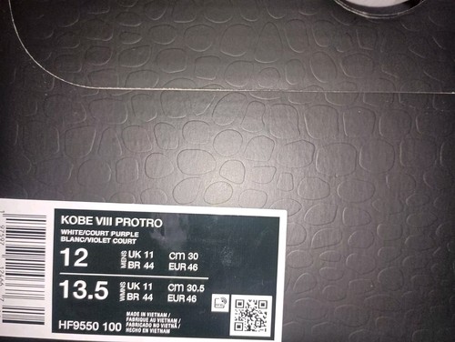 Pre-owned Kobe Viii Protro White/court Purple Hf9550-100 Men's Size 12