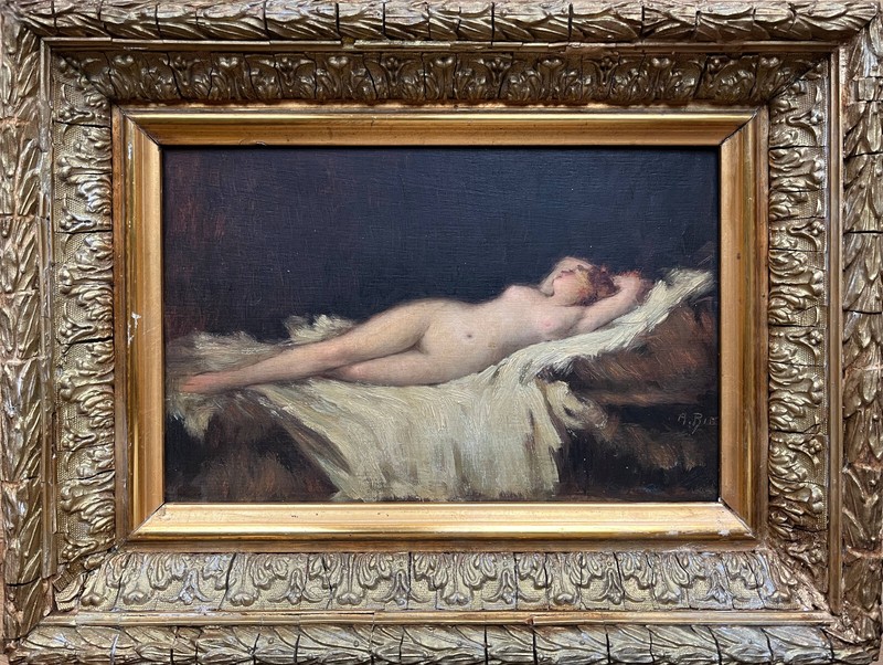 Tableau Xix° Nue AllongéE Venus Endormie Cf. J. J. Henner + Cadre