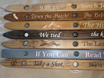 Custom Engraved Wedding Day Shot Ski, Custom Shot ski with shot glasses 6ft