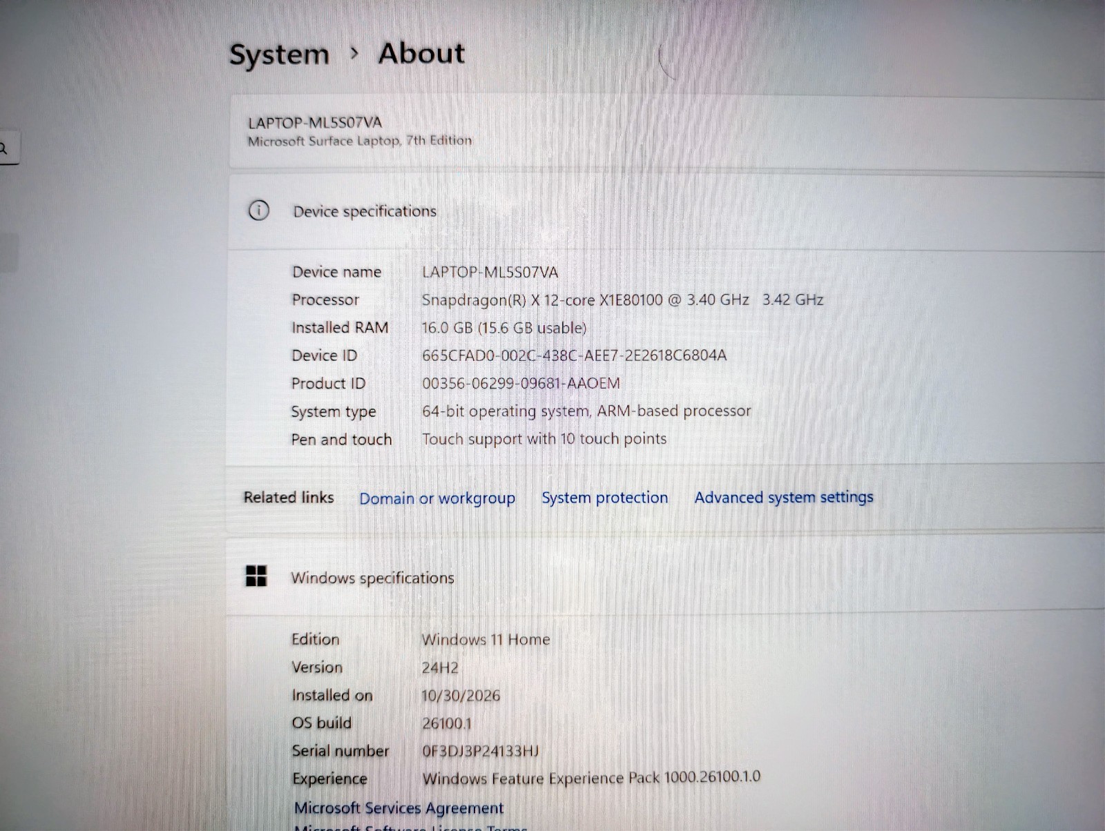 Microsoft Surface Laptop 7th Edition 15" TOUCH Snapdragon X 16GB 256GB 100%BATT - Thumbnail 18