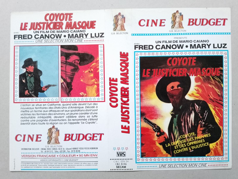 Jaquette Vhs - Coyote Le Justicier Mascotte - Vhs Sleeve - Mario Caiano