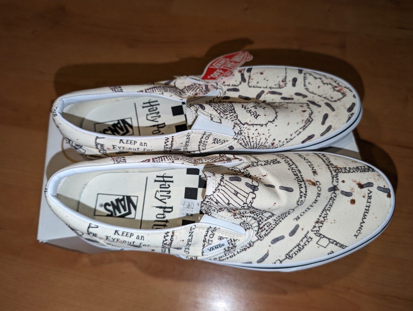 Pre-owned Vans X Harry Potter Slip On Marauder's Map Sneakers Universal Mens Shoes In Beige