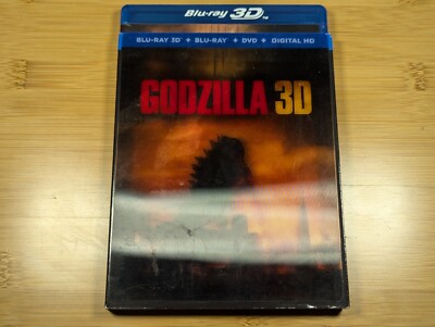 Godzilla 3D 2014 (Blu-ray 3D + Blu-Ray +DVD)  3 Disc Set w/ SLIPCOVER