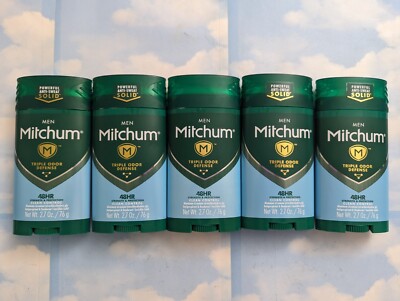 LOT (5) MITCHUM MEN TRIPLE ODOR DEFENSE CLEAN CONTROL DEODORANT 2.7 OZ