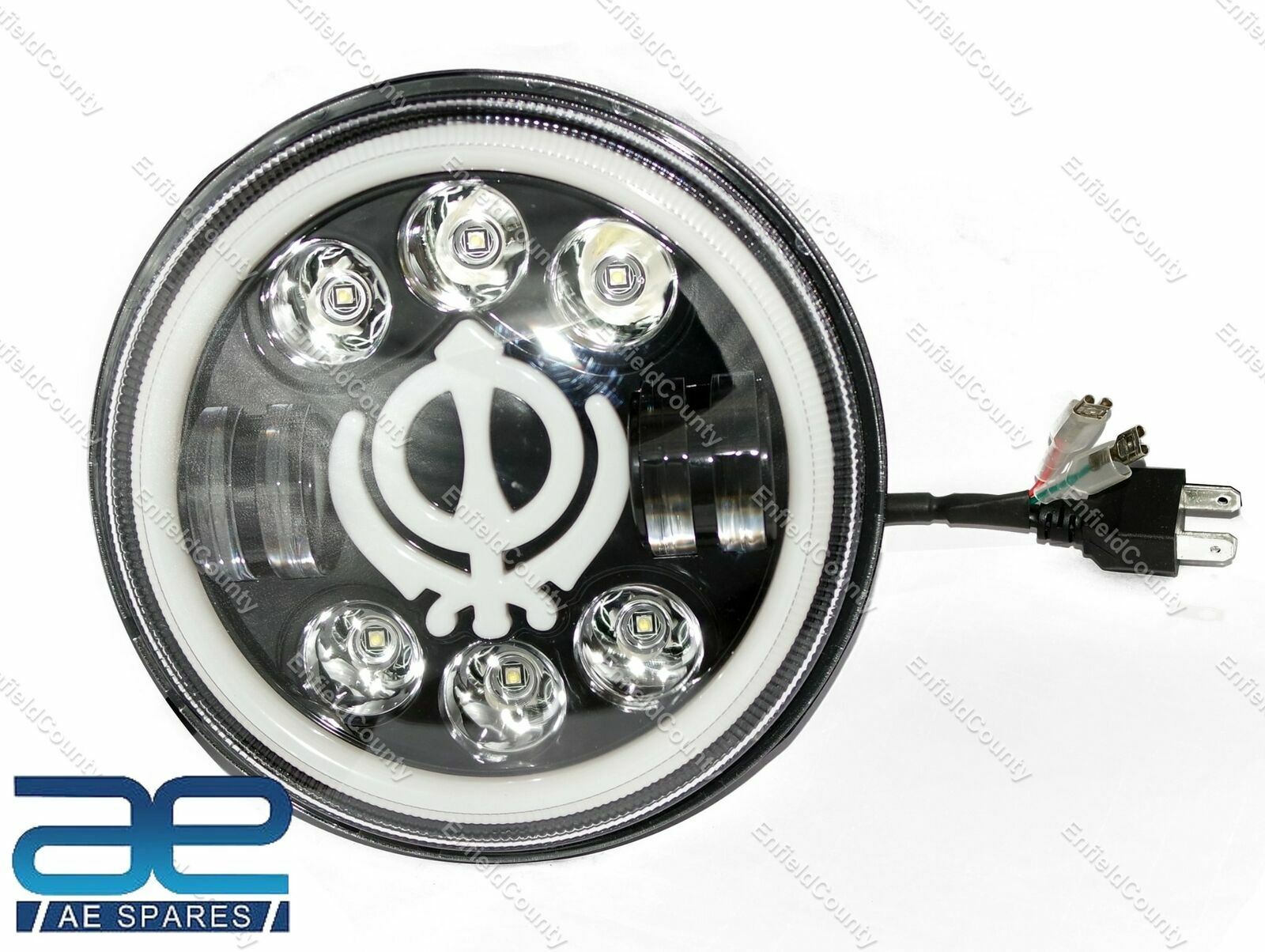 The Khanda Sahib 7" LED Headlight for Royal Enfield Classic Electra Standard 