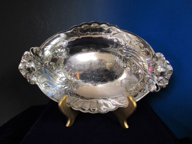 GALLIA by CHRISTOFLE Antique Bowl Peony Florals Early 1900s France Silverplate