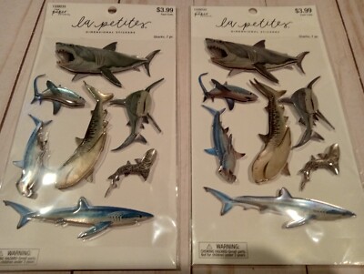 14 Pc Raised 3D Shark Stickers Scrapbook Paper Studio La Petites