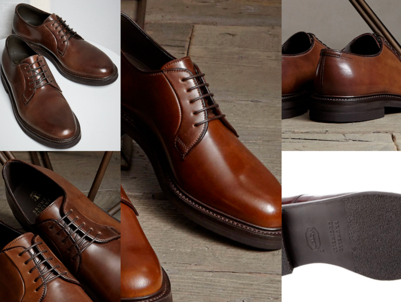 Pre-owned Brunello Cucinelli Goodyear Tech Vibram Sole Shell Cordovan Derby Shoes 41,5 In Brown