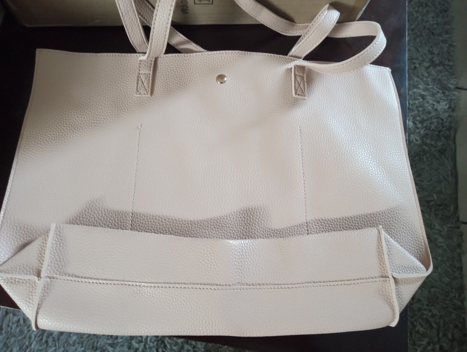 tan faux-leather handbag, 18x12x4 in, magnetic clasp | eBay