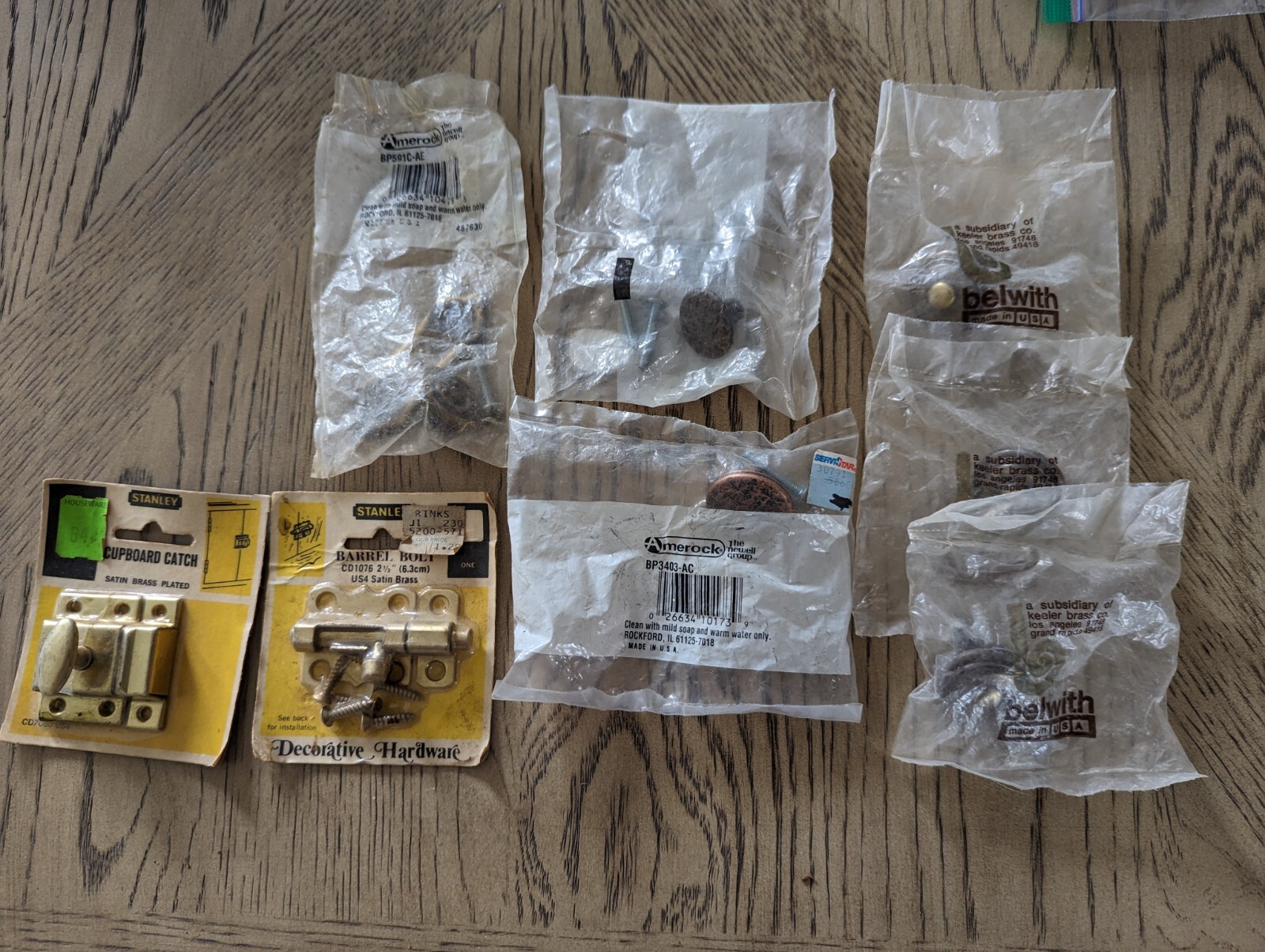 s VTG Hardware Lot of 9 NOS Cupboard Latch Barrel Bolt Bronze