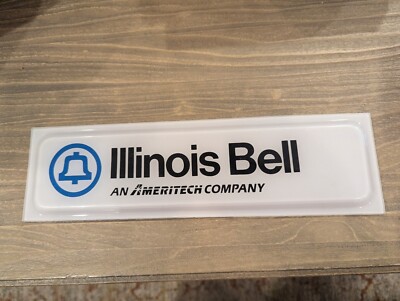 Vintage ILLINOIS BELL System Telephone PHONE Booth Plastic Panel SIGN 3.5''X12.5''