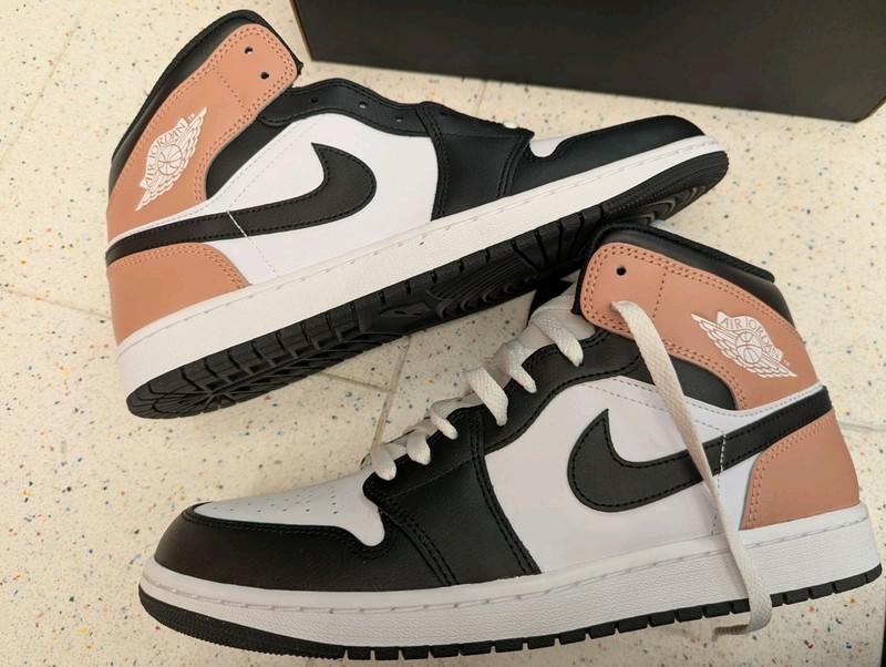   Nike Air Jordan 1 Mid  45,  Rust Pink White Dq8423-100 Brand New 