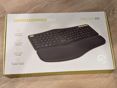 Delux GM902PRO Ergonomic Wireless Bluetooth Rechargeable Keyboard