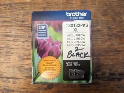 Brother LC30132PKS Black Ink Cartridge - 2 Pack (11/2026) ( Sealed Ink Open Box)