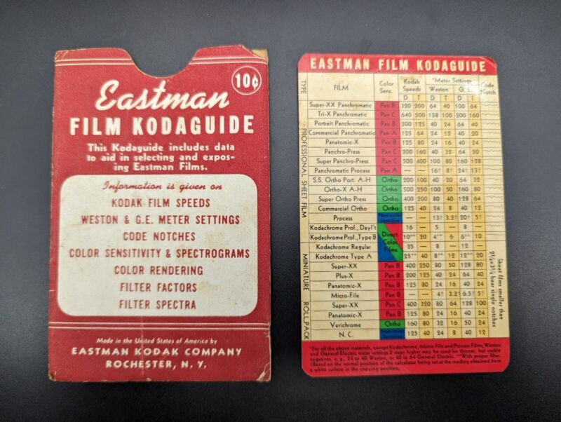 Vintage 1939 Eastman Kodak Film Kodaguide Exposure Calculator Color Photography