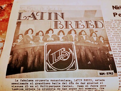 THE LATIN BREED PROMOTION 1977 NEWSPAPER AD'' TEXMEX CHICANO SOUL TEJANO RARE VG+
