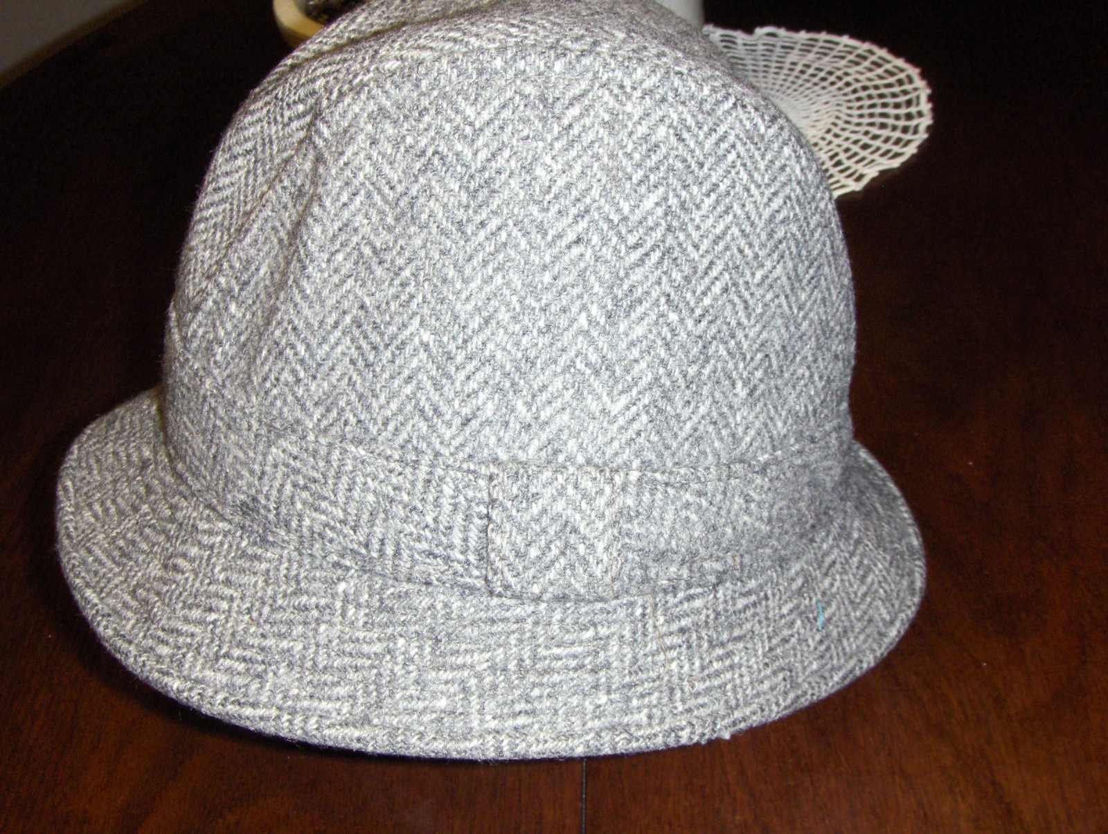 Vintage Grey Wool Tweed Spean Bridge Fedora Trilby Hat Men sz 60  7 3/8 Scotland