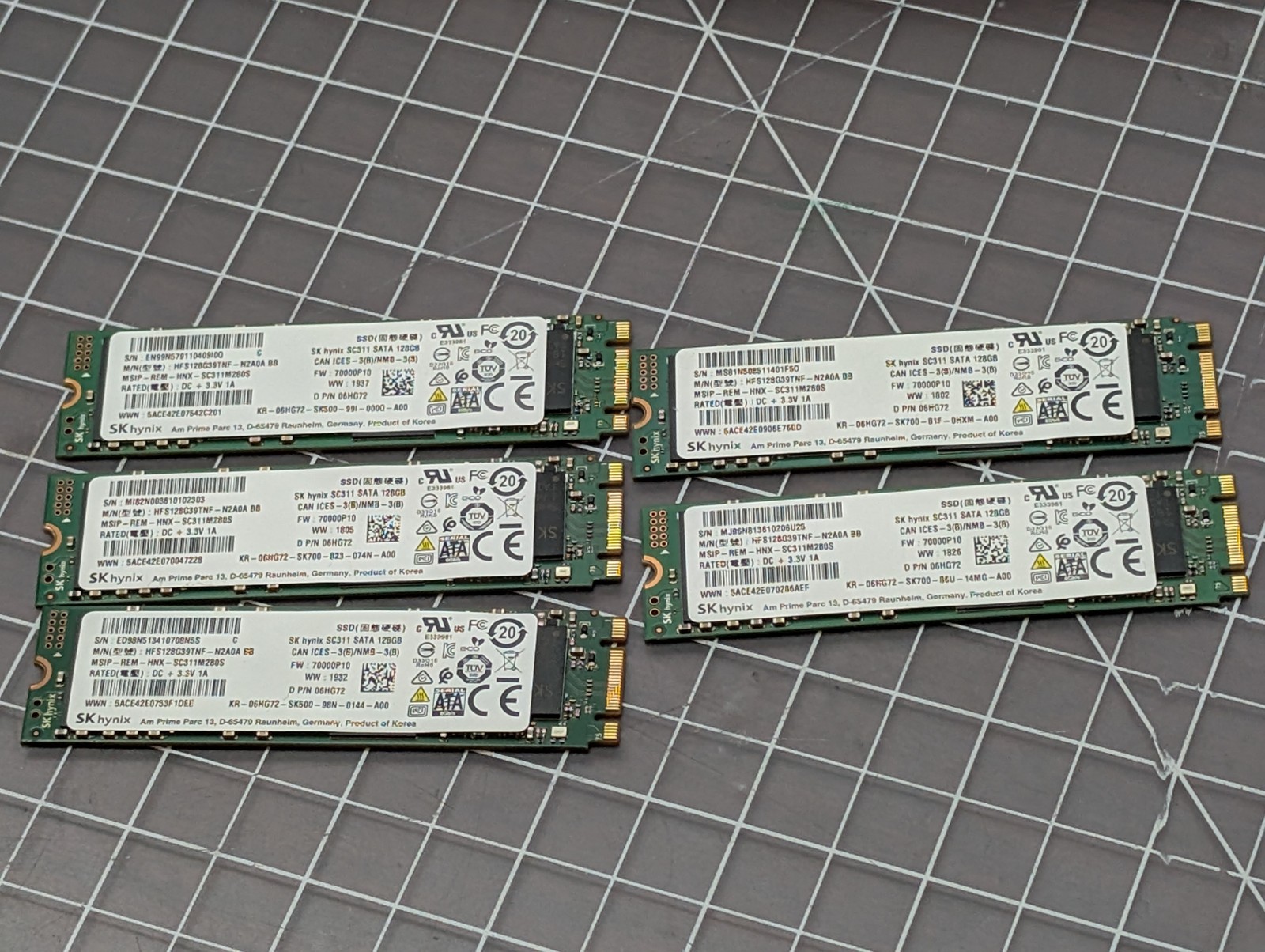 *Lot of 5* 128GB M2 SSD 2280 SATA Solid State Drive Mixed Brands