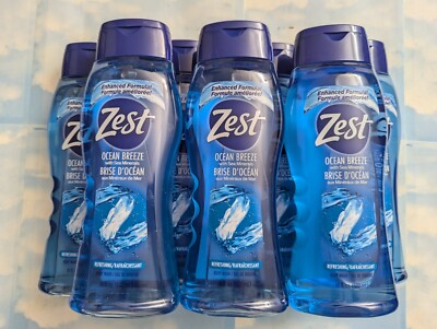 LOT (7) ZEST OCEAN BREEZE WITH SEA MINERALS REFRESHING BODY WASH   18 FL OZ